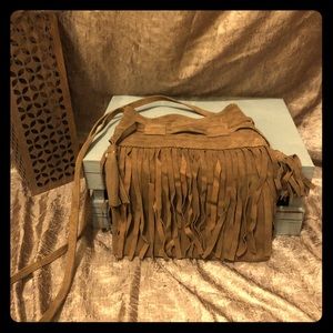 NWOT Tan Suede Fringe Purse from Morocco